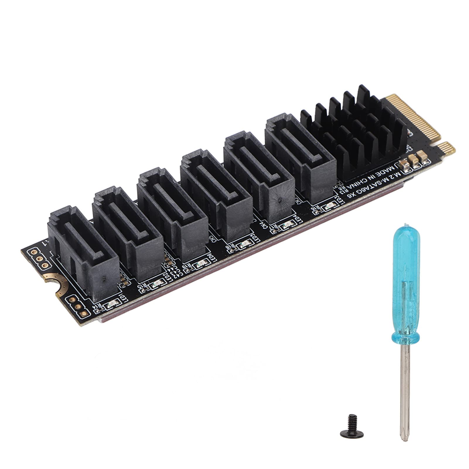 PCIE3.0 to SATA3.0 Adapter Card with 6 Ports, M.2 to SATA3.0