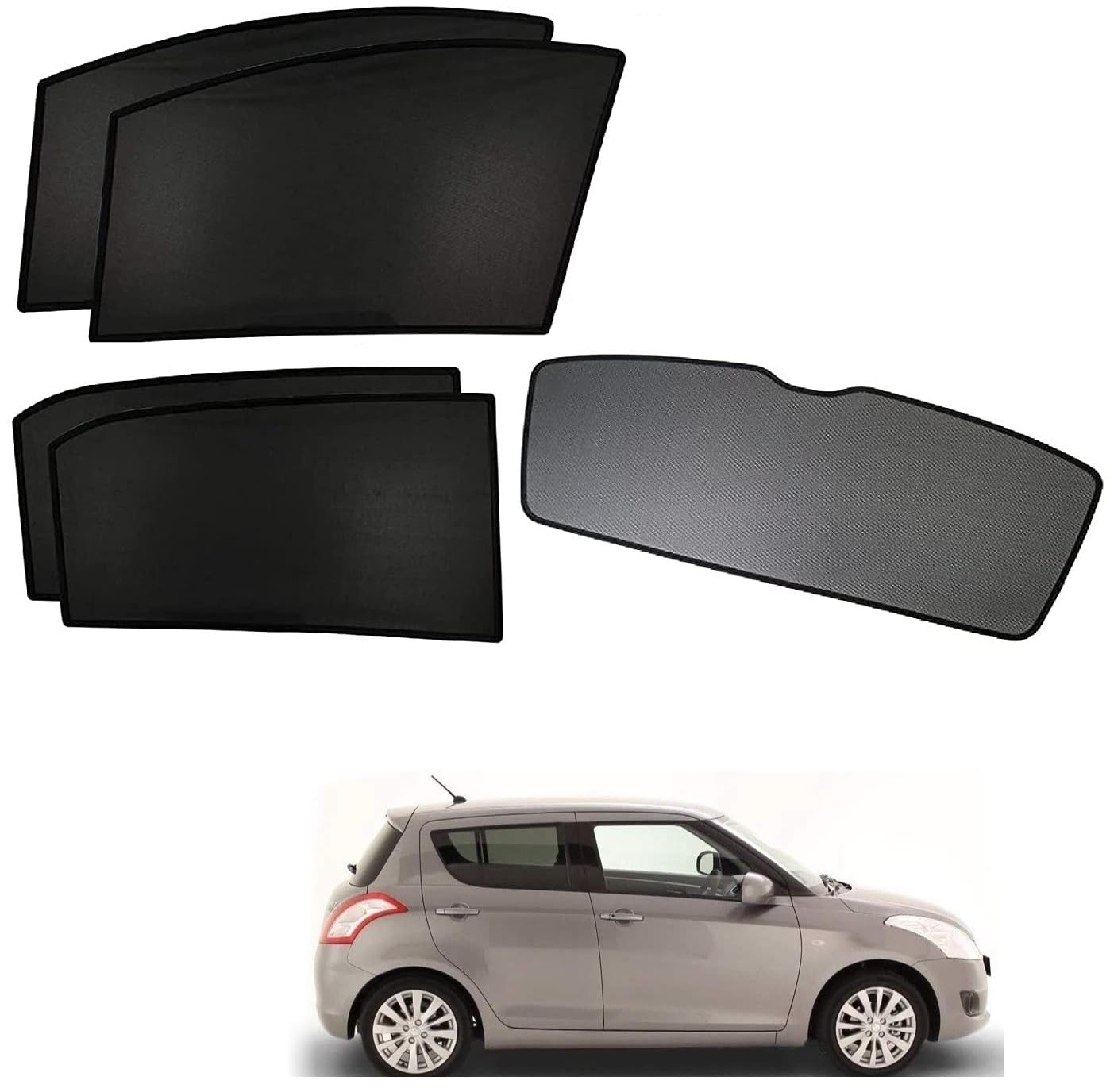 Kozdiko Car Sun Shade Z-Black Non Magnetic Fix Type Curtains with Dicky Compatible with Maruti Suzuki Swift Type-2 (2011-2017)-image-25