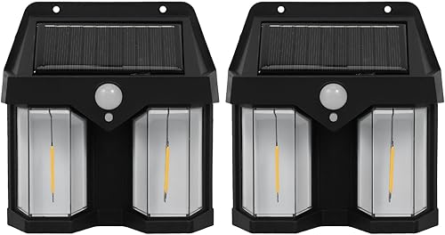GALPADA 2 luces solares para valla al aire libre, bombillas de filamento de tungsteno para exteriores, lámparas de pared alimentadas por energía