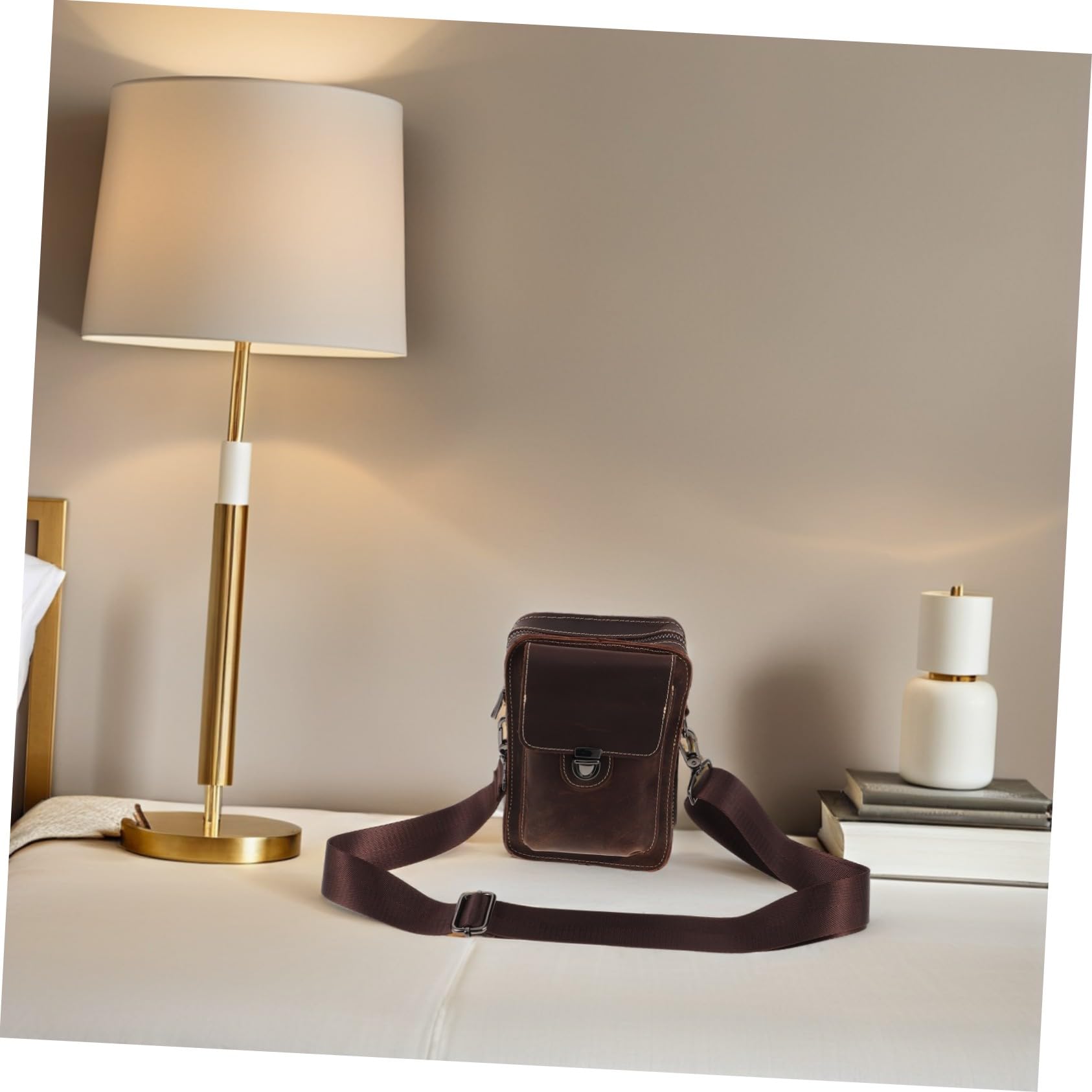 CALLARON Elegancka Skórzana Torba Telefon Ramię i Regulowany Pasek Wielofunkcyjna Torebka Telefon Do Noszenia Crossbody Mężczyzn i Kobiet Torba Podróżna Kolorze Kawy