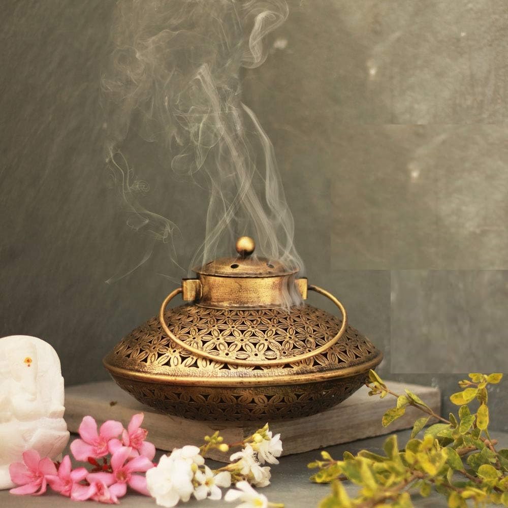 pranjals house Wall Hanging Handi Degchi Dhoop Dani Pot Diya Lantern Incense T-Light Candle Holder Cone and Sambrani Cup for Home Decor, Pooja Room, Living Room, Balcony (Degchi 9x8) (Bracket 8X8)