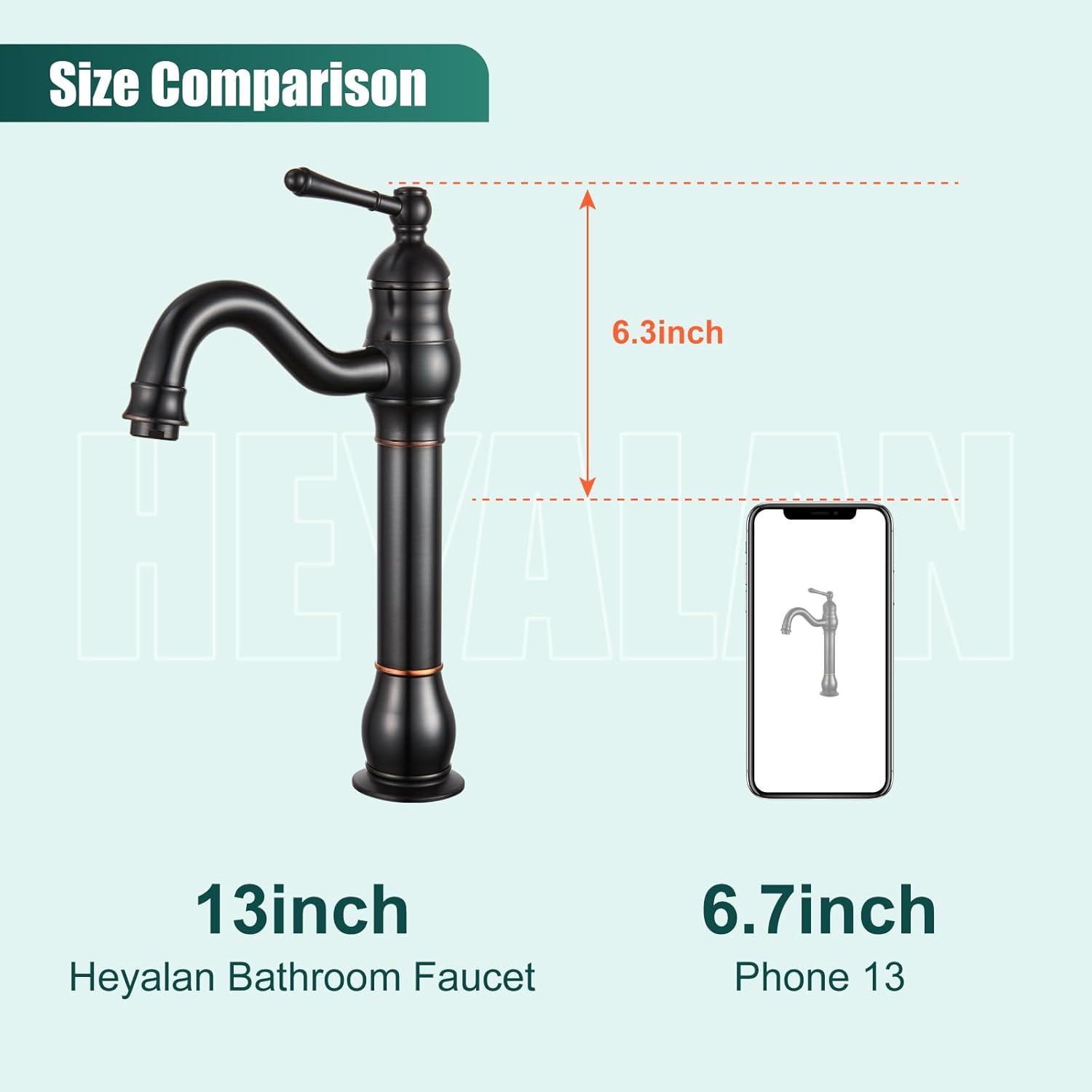 Heyalan Vessel Sink Faucet Tall Bathroom Faucet Single Handle 1 Hole High Spout with Drain Material 360 Degree Adjustable Lavatory Vanity Mixer Tap,Straight Body,Oil Rubbed Bronze
