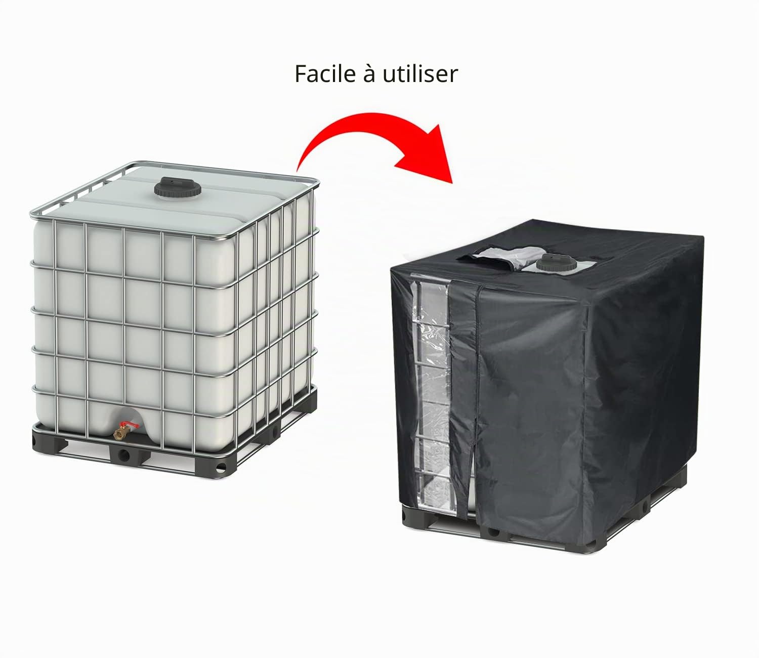 Bache Cuve 1000l, Couvercle de Conteneur Ibc 1000L, Bâche Pour Réservoir d'Eau, Housse de Protection Housse de Protection Pour Réservoir d'Eau de Pluie Conteneur Ibc (120 * 100 * 116Cm)