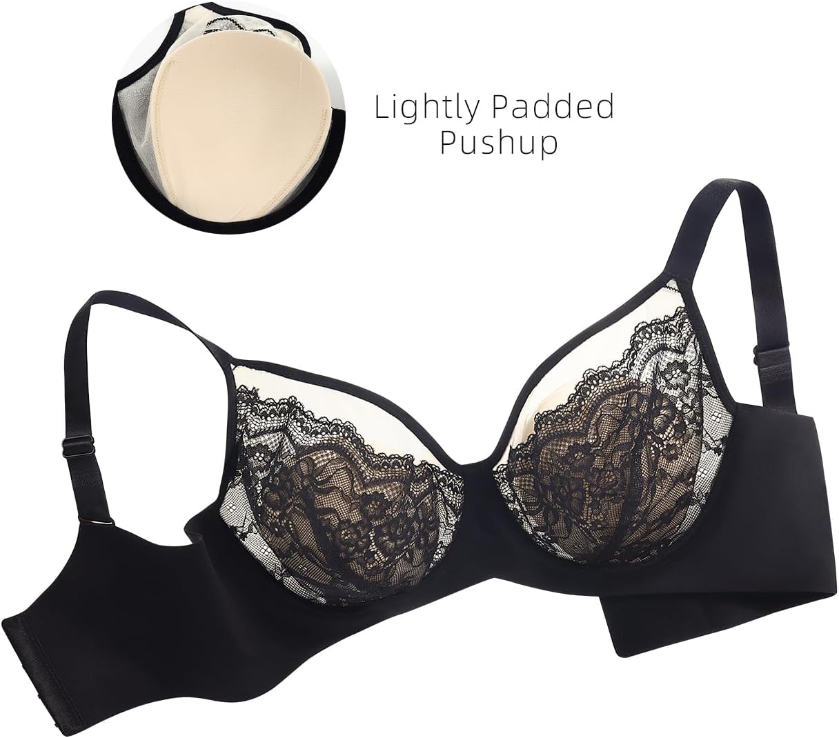 Women's Minimizer Bra Plus Size Bras for Women Underwire Full Coverage Padded Lift Sheer Mesh Bra 34-44, C-H Cup - Image 6