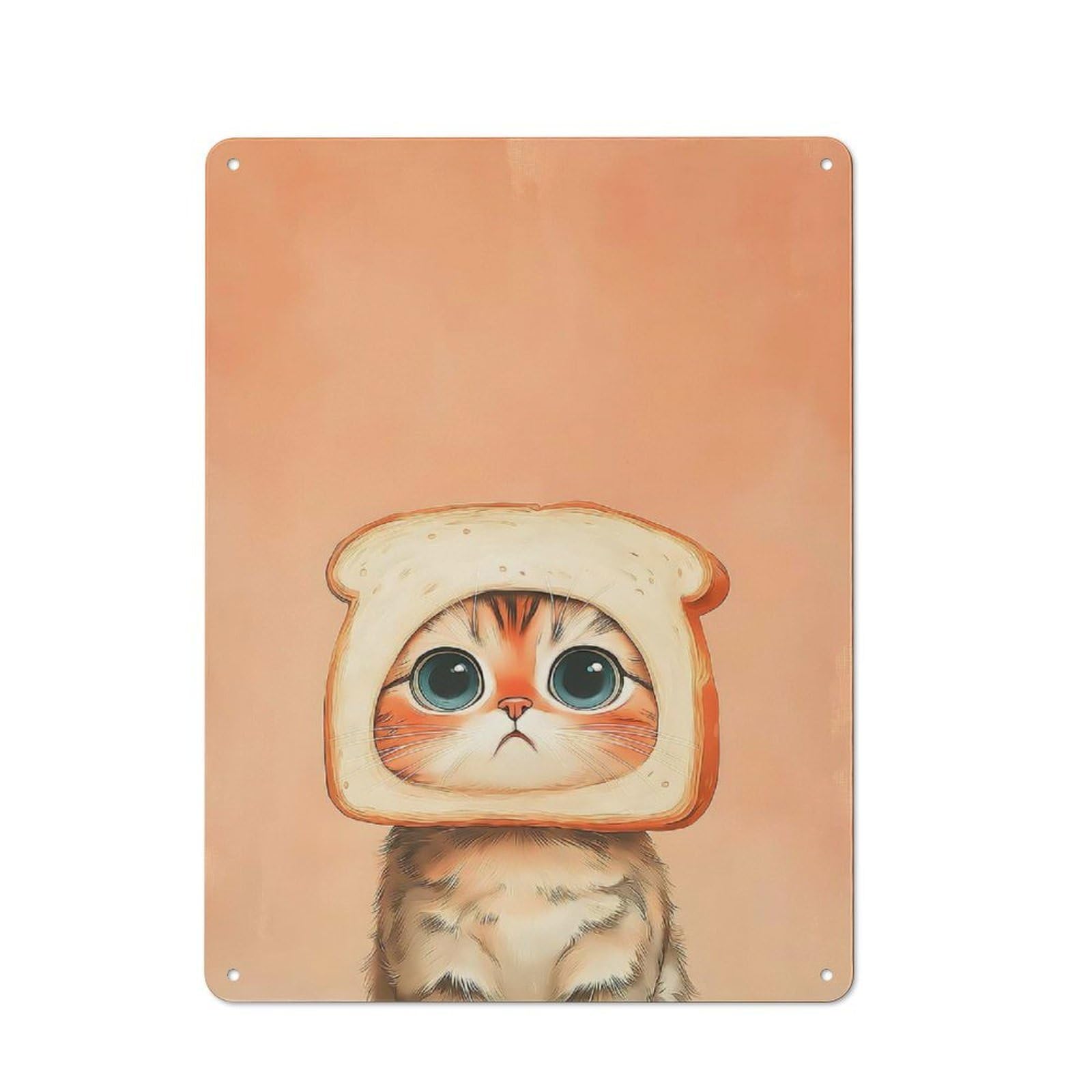 Junmoney Cat With Toast Hat Retro Metal Plaque 40X30cm Featuring For Home Bar Wall, For Room Styling Across Home Bars And Entertaining Spaces