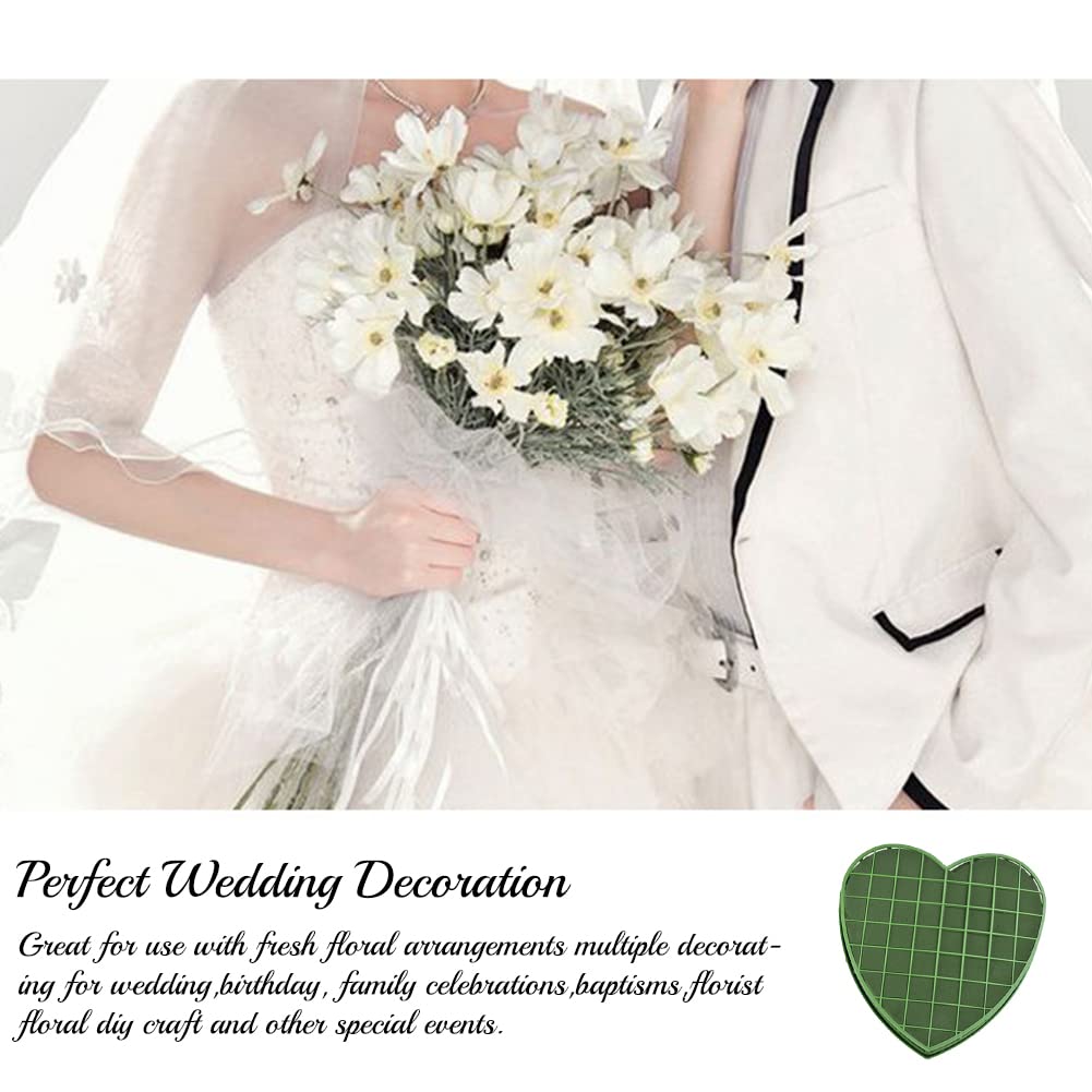 Blocchi Di Fiori In Schiuma A Forma Di Cuore - Set Da 2 Pezzi, 20x21 Cm | Con Ventosa Per Auto Nuziale E Decorazioni - Foto 8