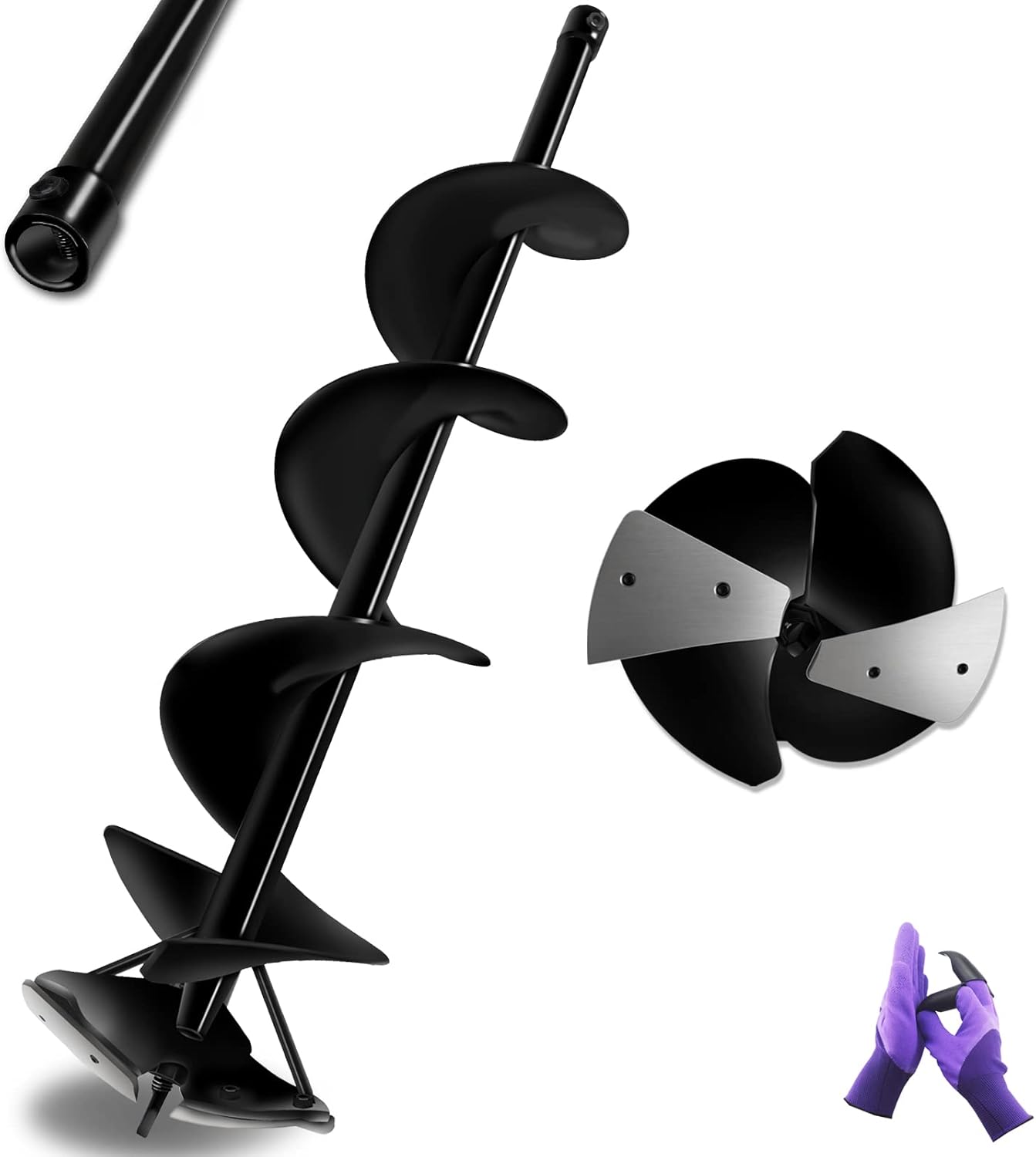 LONGRUN Ice Auger, Ice Augers for Ice Fishing, Power Auger Drill Bit for Ice Post Hole Digger with Interchangeable & Sharp Blade, Ice Auger Bit for Fishing, Burrowing, Drilling-6"x 29" : Sports & Outdoors