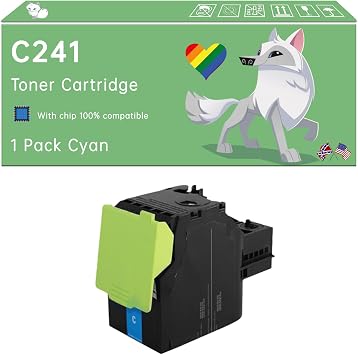 C241 Toner Cartridge Compatible with Lexmark C2325 C2325dw C2425 C2425dw C2535 C2535dw MC2325 MC2325adw MC2425 MC2425adw MC2535 MC2535adwe MC2640 Printer 1 Pack Cyan