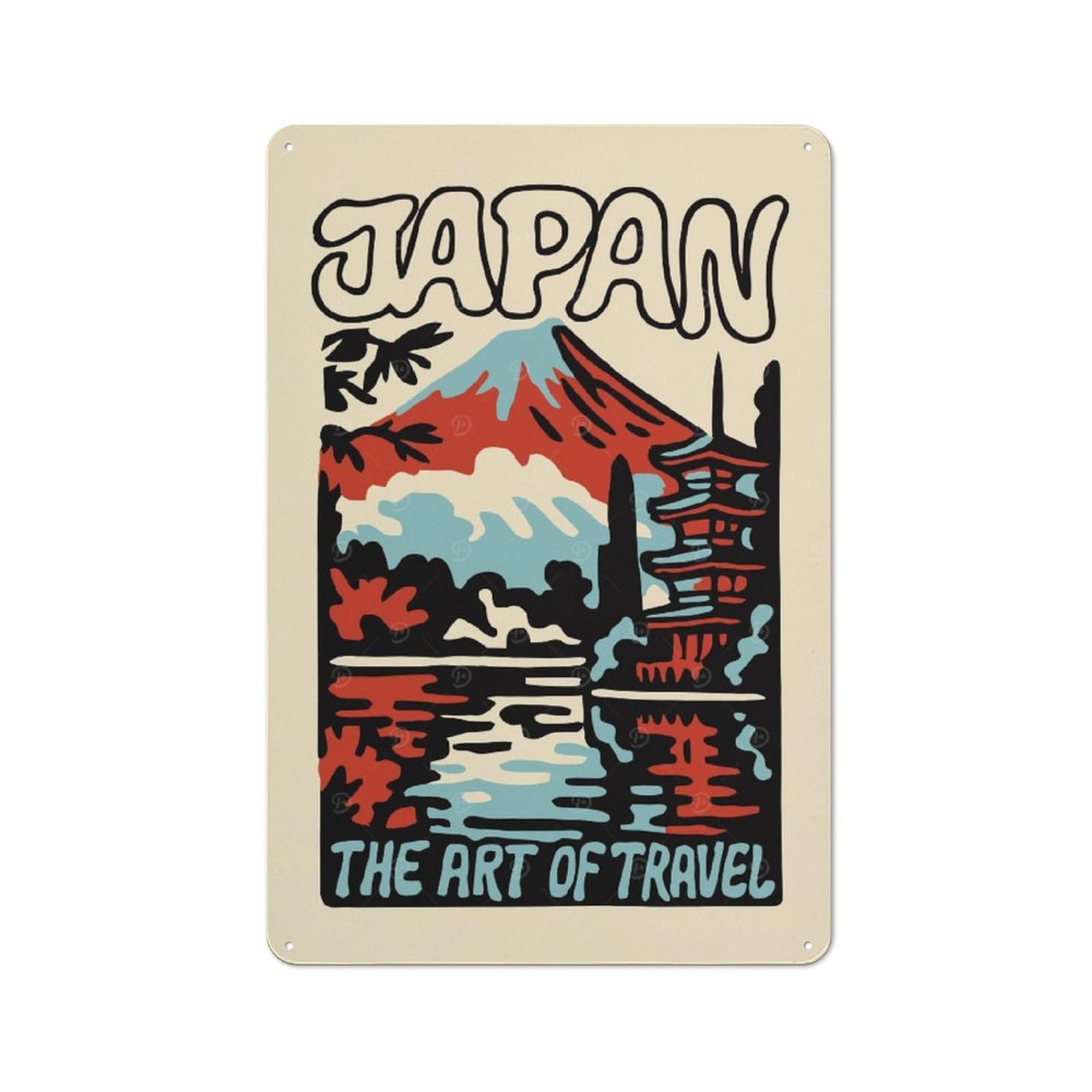 Tin Wall Plaque 30x20cm with Japan Travel for Guest Room Or Hallway, for Updating Guest Room And Hallway after Moving