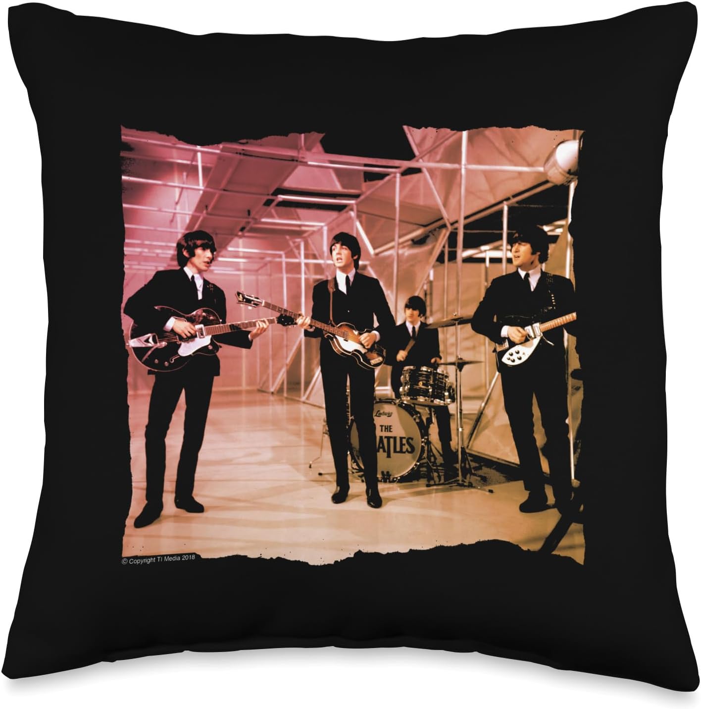 TV Times Beatles Lennon McCartney Show Performance Throw Pillow