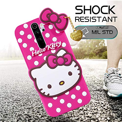 Image of Hello Kitty Back Case Cover for Redmi Note 8 Pro| 3D Cute Hello Kitty Case |Soft Silicone Rubber Back Cover with Pendant Kitty Cover for Redmi Note 8 Pro (Pink)