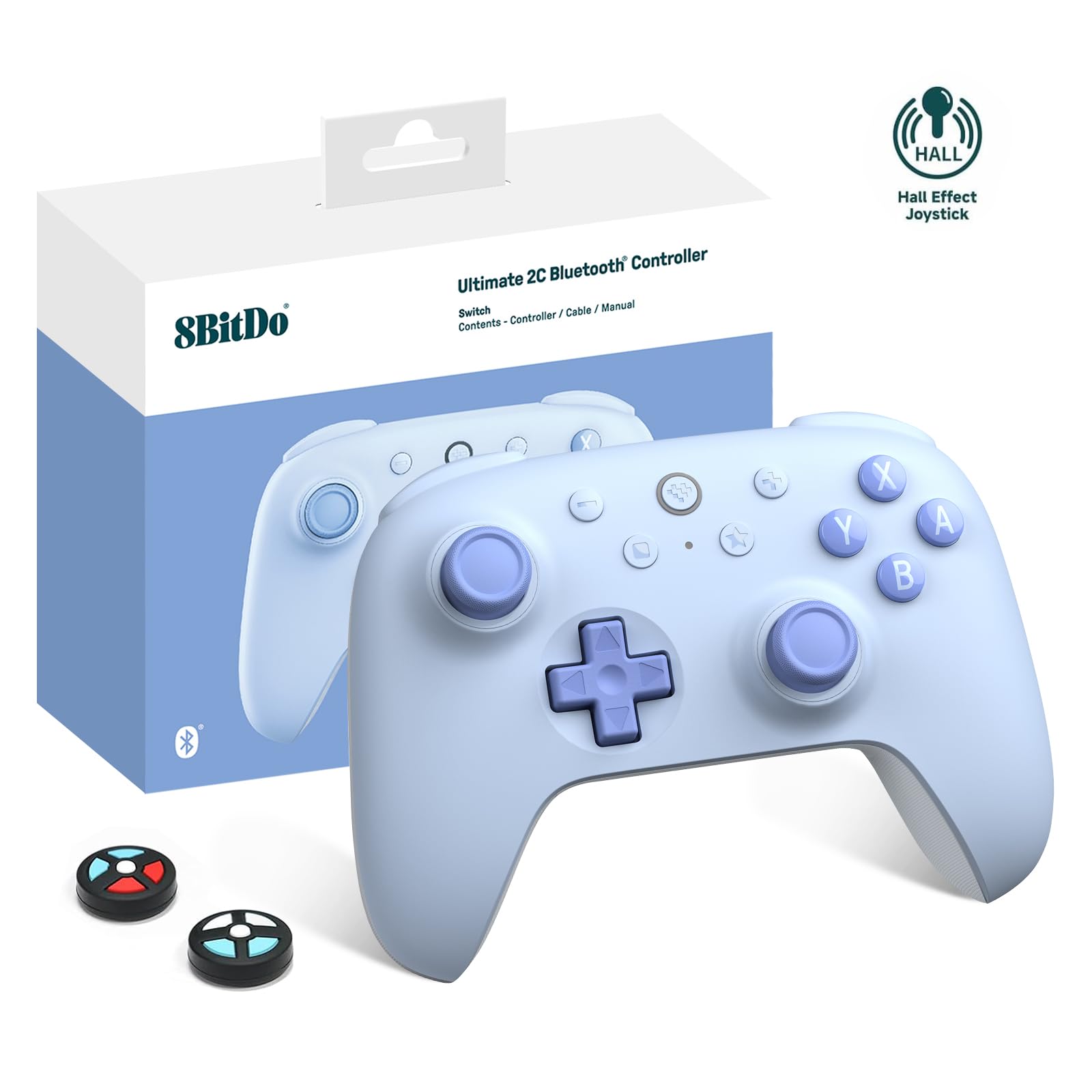 8Bitdo Ultimate 2C Bluetooth Controller for Switch 2, Switch/OLED/Lite, Hall Effect Joysticks, Non-linear Digital Triggers, Remappable L4/R4 Bumpers, 6-axis Motion, Rumble Vibration (Blue)