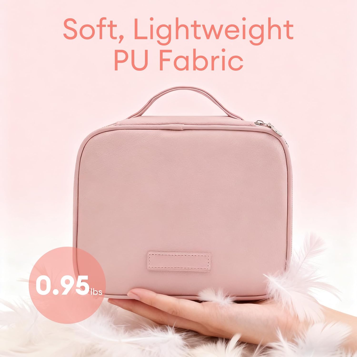 Travel Toiletry Bag & Makeup Bag for Women, PU Leather Cosmetic Case with Compartments, Waterproof Large Organizer for Travel Essentials - Image 5