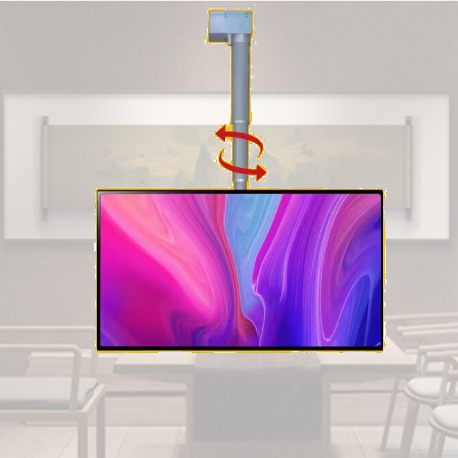 Staffa di montaggio per TV motorizzata a soffitto, sollevatore telescopico elettrico per TV con sollevamento automatico, adatto per supporto TV motorizzato da 32 a 70 pollici (monocolore, 59