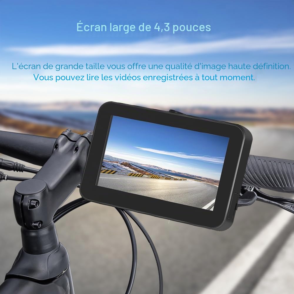 VSYSTO Rétroviseur de vélo, caméra de recul HD 4,3
