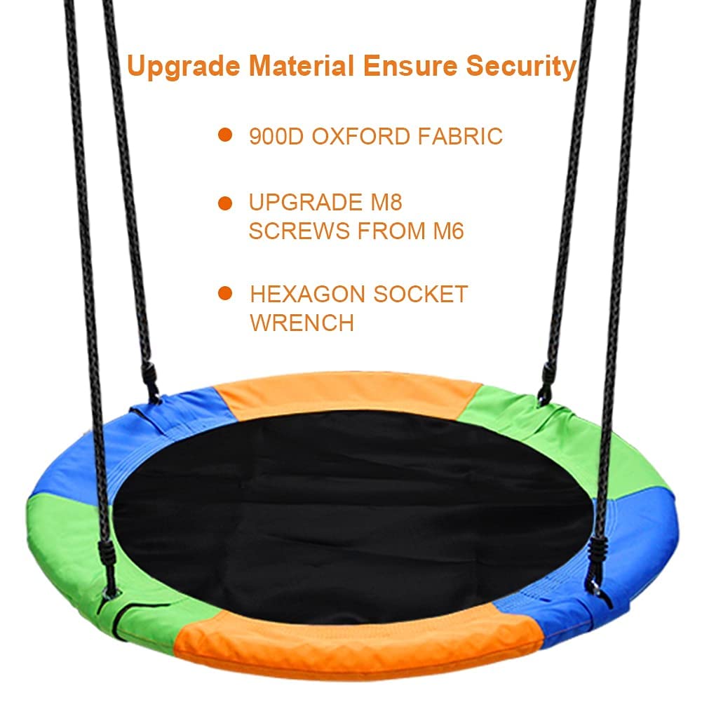 Juegoal 40 Inch Saucer Tree Swing, Large Rope Swing with Children Swing Platform Bonus Carabiner for Hanging Rope Outdoor