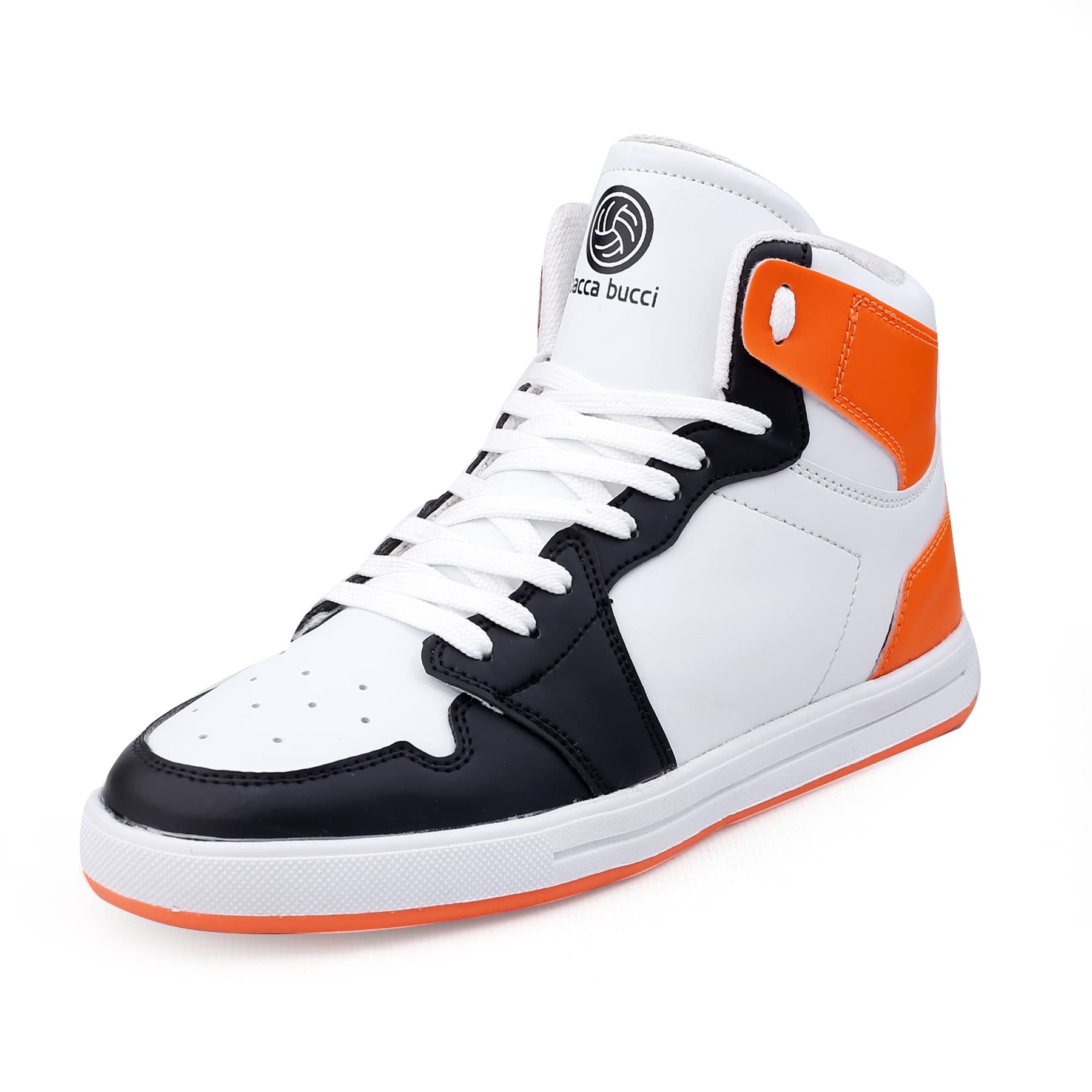 Bacca Bucci® Boys or Girls Streetwear Flat Heel High-top Fashions Sneakers (Age : 8 Years to 12 Years)- White Blue, Size UK4 (B0B8W9N3JC) Amazon Price History, Amazon Price Tracker