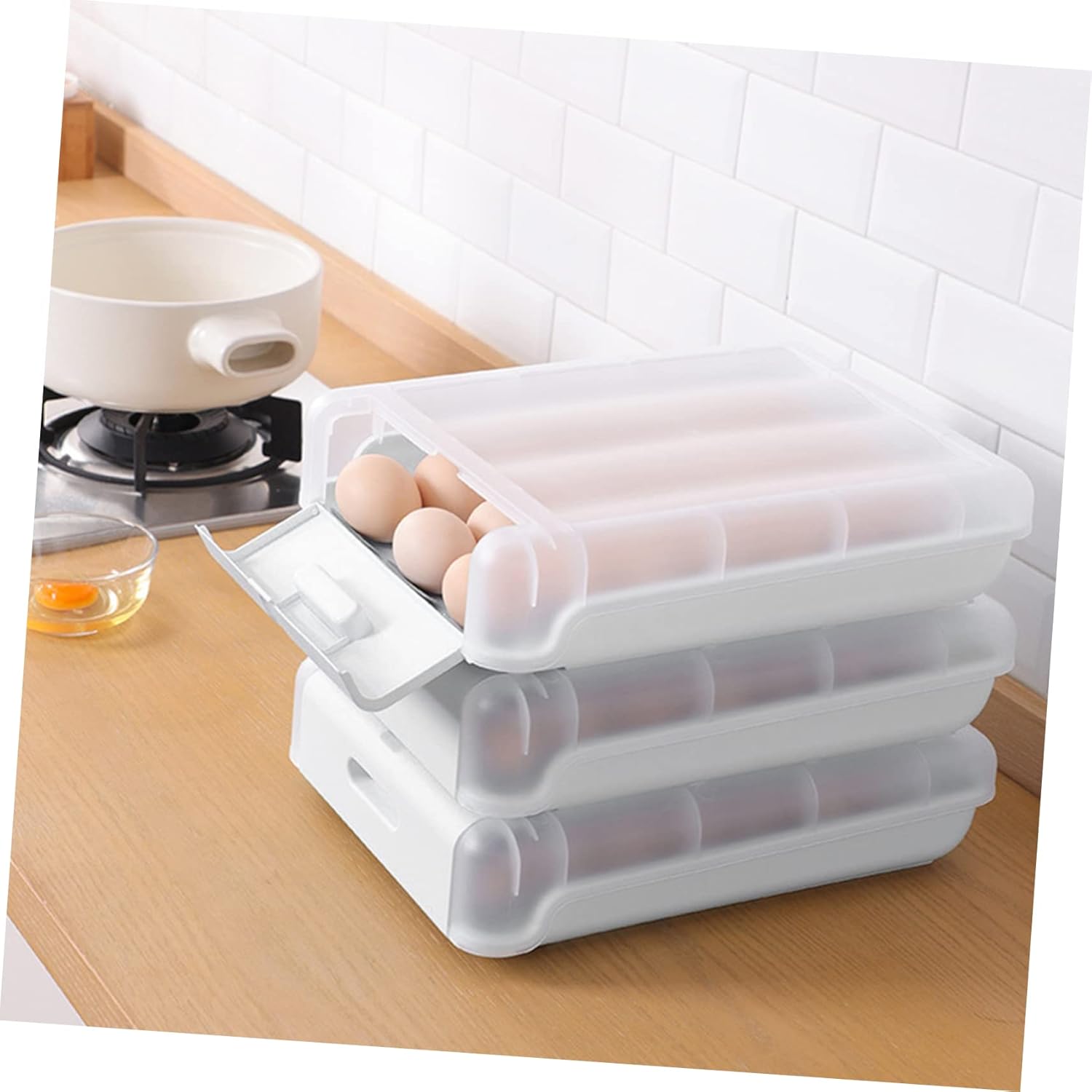 Household Egg Drawer Multi Function Egg Storage Box for Fridge Durable Egg Accessory with Capacity Convenient Rolling Egg Holder for Kitchen Organization