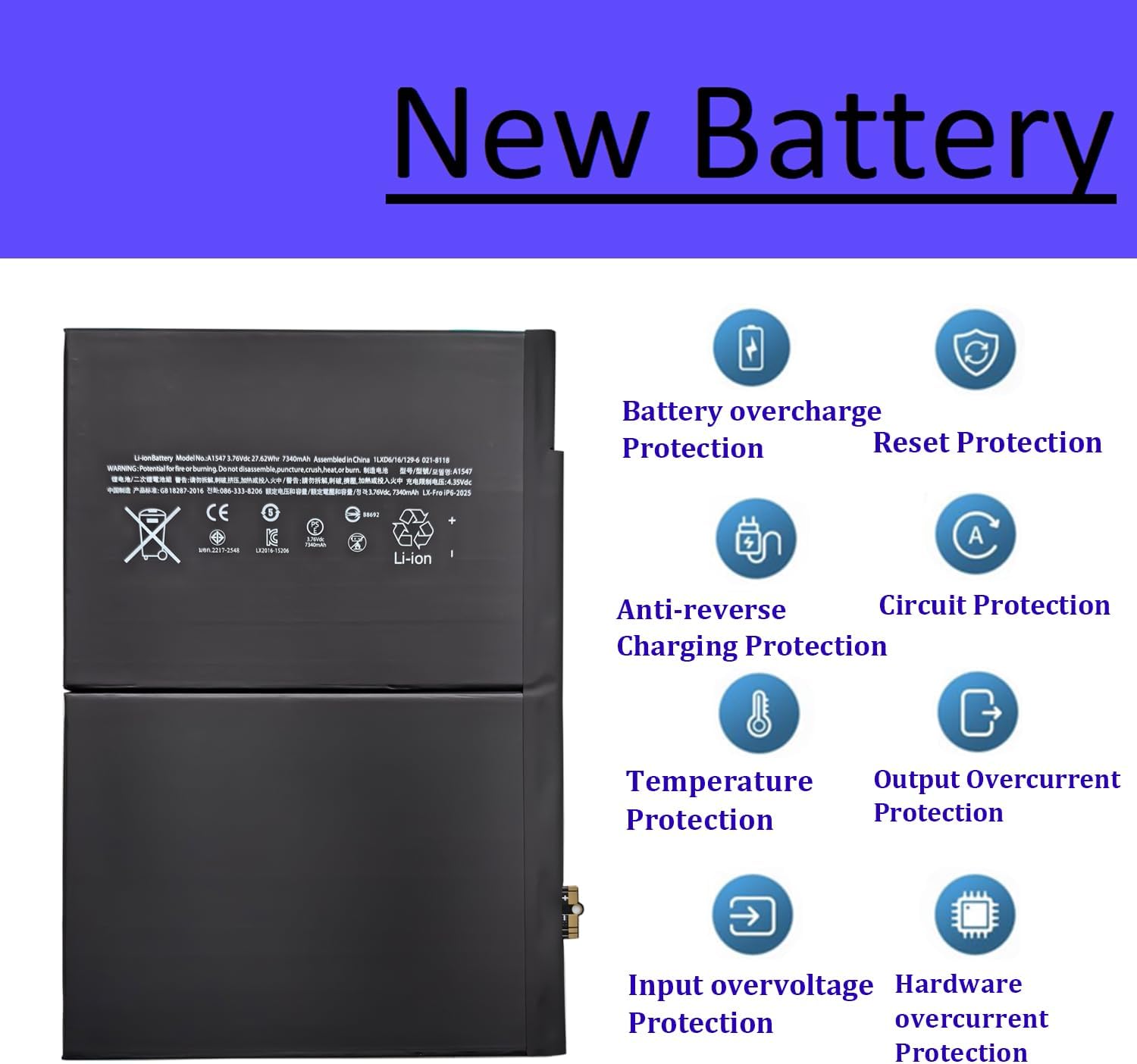 Pattaya New Replacement Battery A1547 Compatible with A1547 iPad Air 2 A1566, A1567, iPad 6 (6th Generation)
