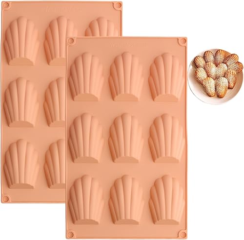 Meajore Madeleine - Molde de silicona para hacer galletas Madeline, molde antiadherente para hacer galletas Madeleine (bronce)