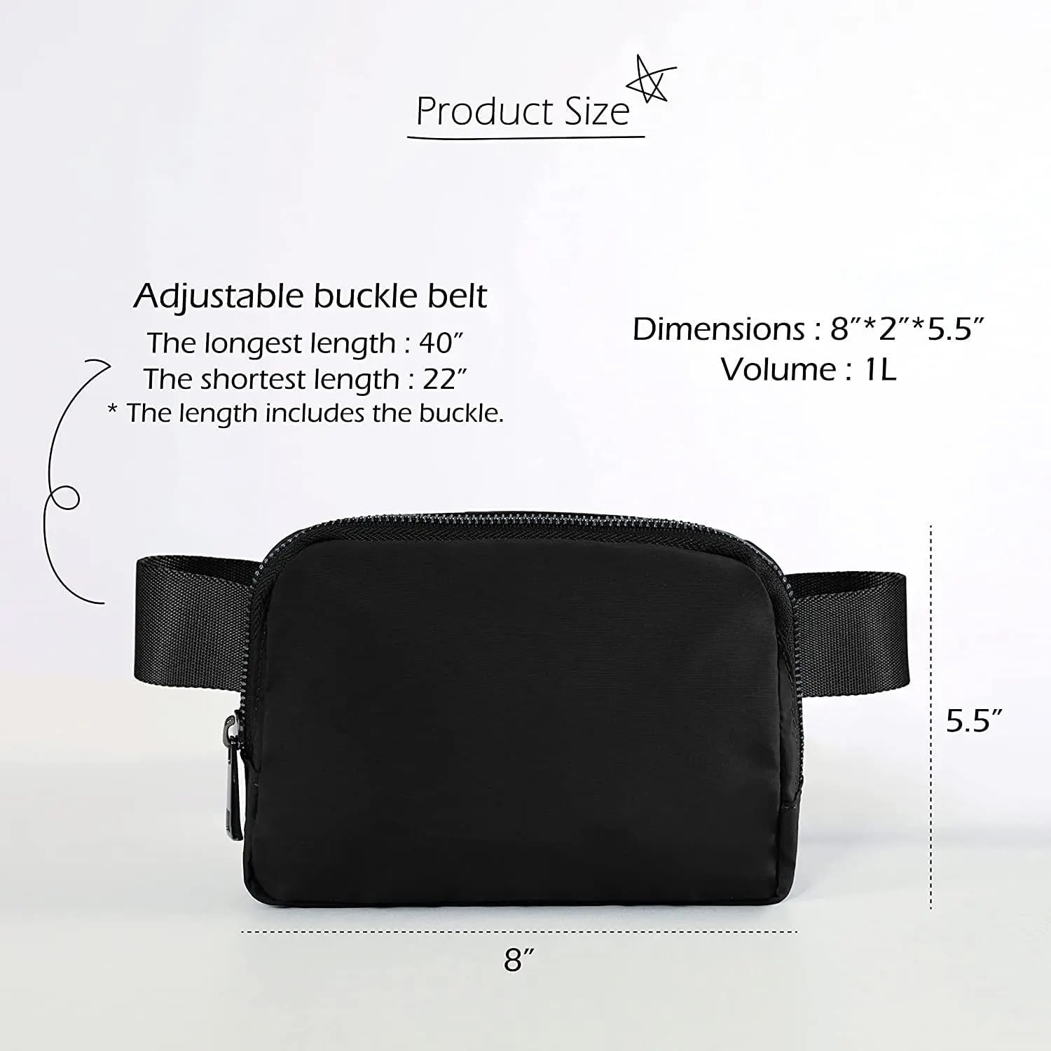 Aloha Designs Aloha Unisex Mini Belt Bag with Adjustable Strap Small Aloha Fanny Pack for Workout Running Traveling Hiking TSA Approved Bag - Aloha Hawaii Ohana, Black, fny 1