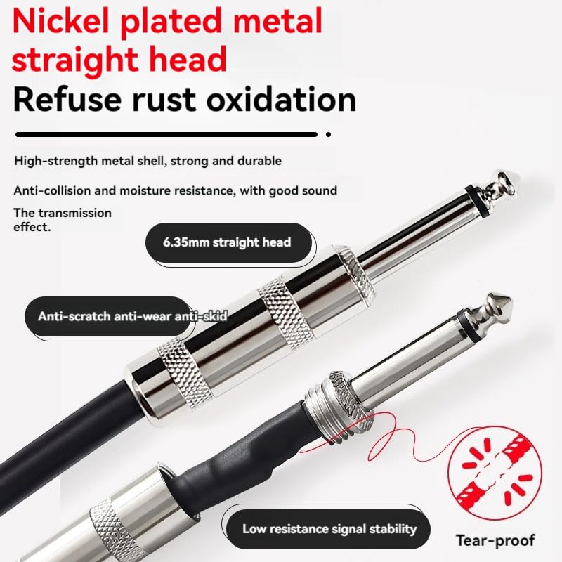 3/6 Meter Guitar Audio Cables Anti-Noise Line 6.35mm Male to Male Colorful Line Pedal Guitar Bass Universal Cable,3Meter,Blue