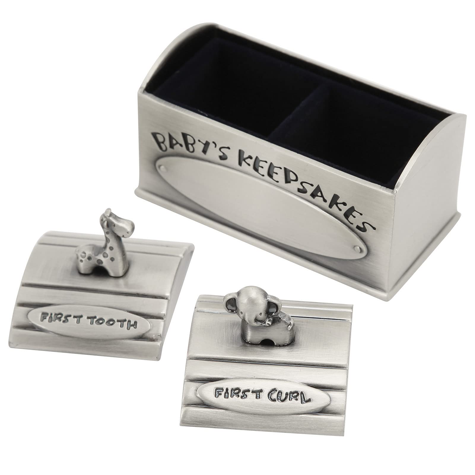 European Baby Keepsake Box, Zinc Alloy Cartoon Design Memory Box Baby Tooth Holder for Christening Christmas Birthday (Antique Pewter)