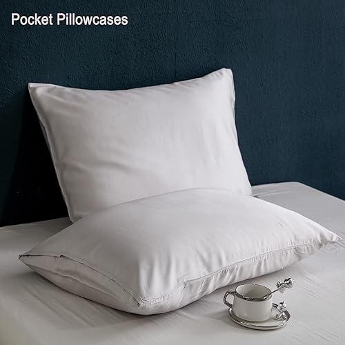 Miniatura 2 de Juego de edredón tamaño Queen gris, viscosa de bambú, suave, refrescante, sedoso, transpirable, duradero, juego de edredón alternativo de plumón