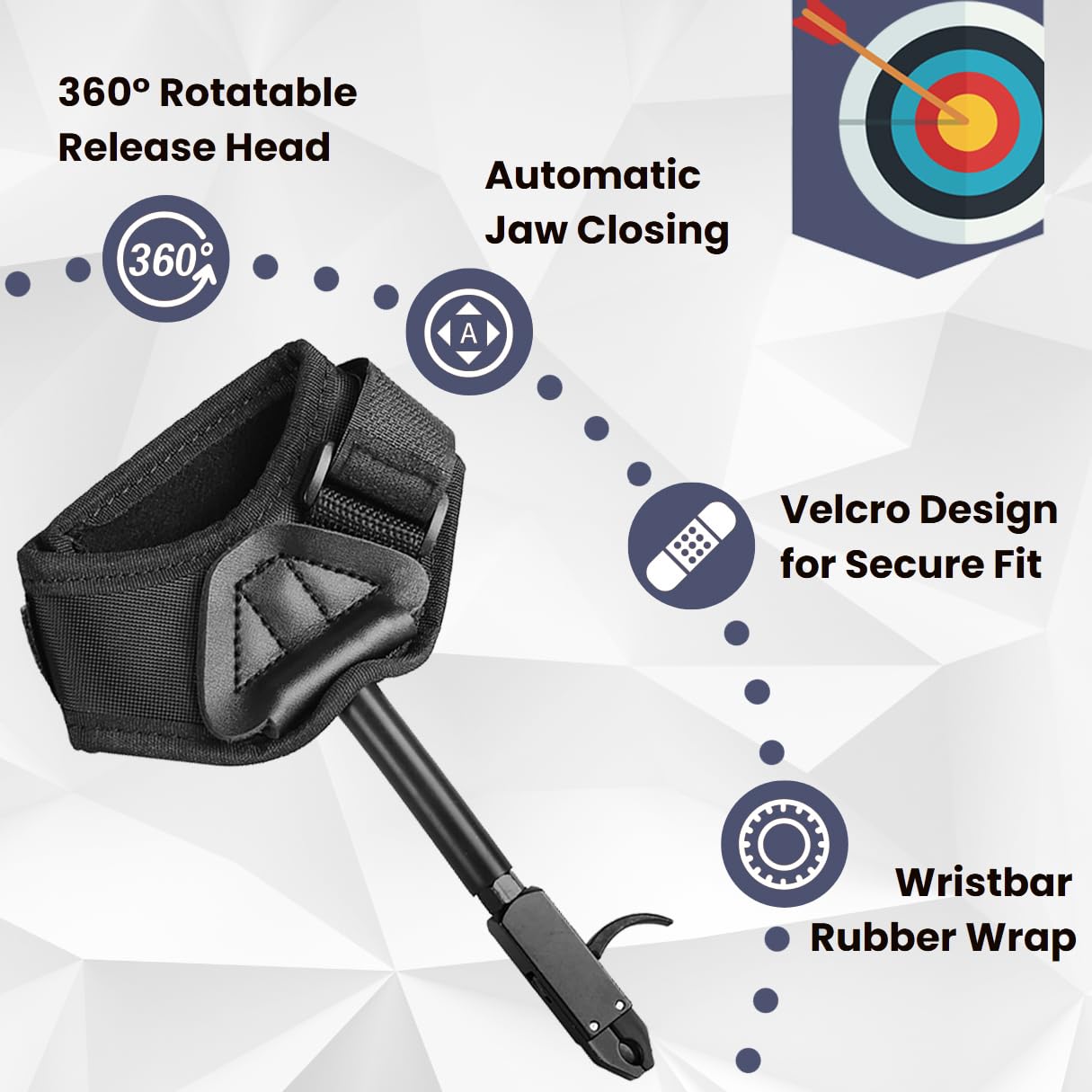 Sgancio Per Arco Composto - Polsiera Regolabile, Per Precisione Di Tiro! - Foto 5