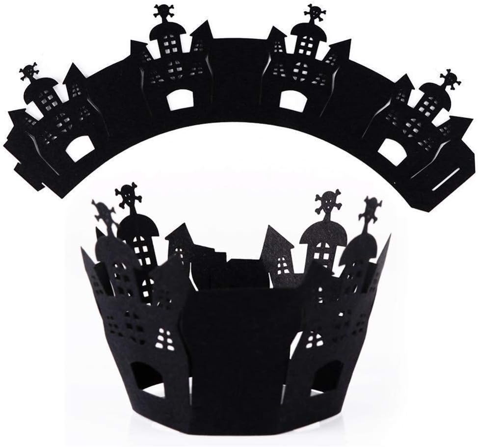 Durable Halloween Decorations, 12pcs Cake Packaging Halloween Decor, Witch Castle Cut Cake Decoration Scary Halloween Decoration for Halloween Party Outdoor Decoration Scared Made in China