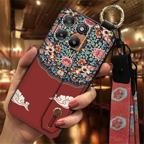 Phone Case Compatible with MOTO G100 China/G100S/G67Power/G57Power, Dirt-resistant Chinese style Silicone Phone Holder Wristband