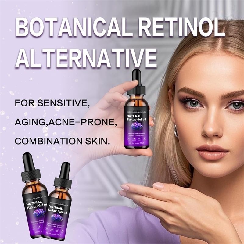Natural Bakuchiol Oil, Premium 100% Organic Anti-Aging Facial Oil, 2.02 fl oz, for Sensitive, Aging, Acne-Prone Skin, Reduces Fine Lines, Improves Texture - Image 2