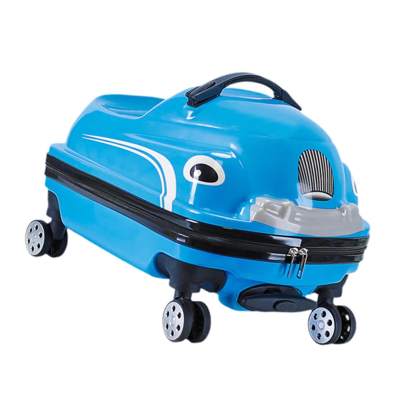 Ride On 20 Ride On Trolley Bambini Valigia Ruote Car Design Cartoon Adatto a Viaggi Scuola Regalo Bambini, Blu