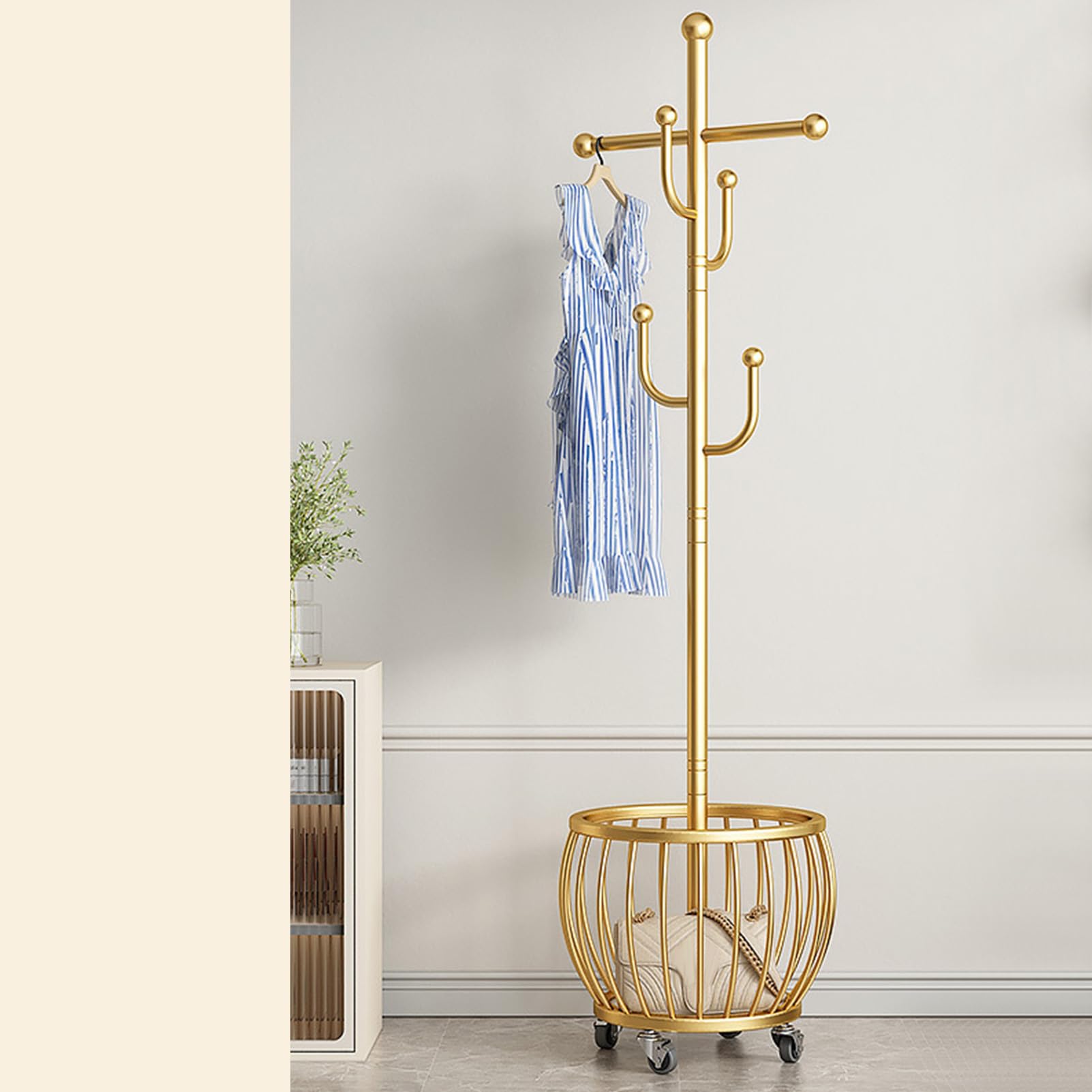 Bedroom Dirty Clothes Basket, Floor Laundry Basket Hanging Rack, Iron Coat Rack, Removable Household Storage Basket