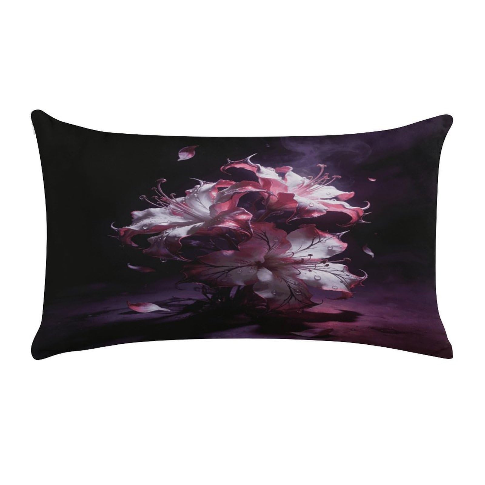 Khauerbc Style Dark Fantasy Contrast Floralpillow Cases Standard,Ultra Soft Microfiber Pillowcase With Zipper Closure,Bed Pillowcases Cover With Zipper For Bedroom, Sofa, Couch.