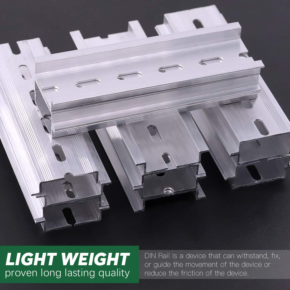 Keadic Lot de 15 rails DIN en aluminium à fente RoHS, 10,2 cm de long, 35 mm de large, 7,5 mm de haut