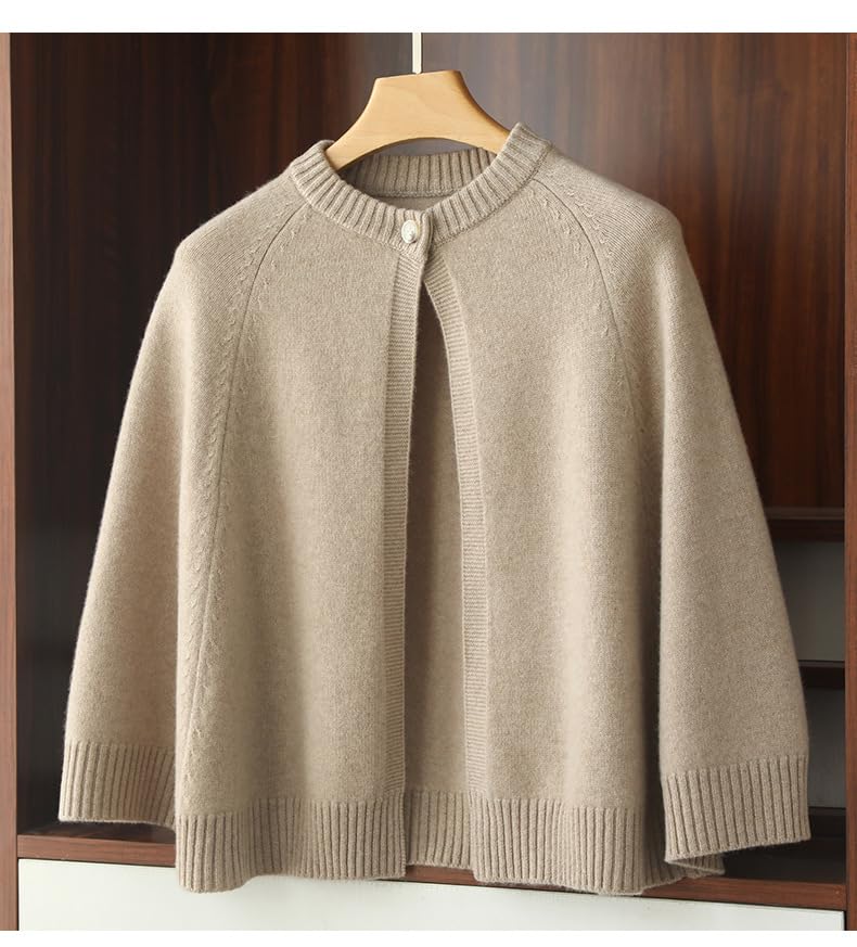Scialle Donna Elegante Scialle In Lana Merino Per Donna Poncho Corto Lavorato A Maglia Aperto Sul Davanti Con Bottoni Cardigan In Maglia Elegante Cappotto In Morbido Cashmere Maglione Inv