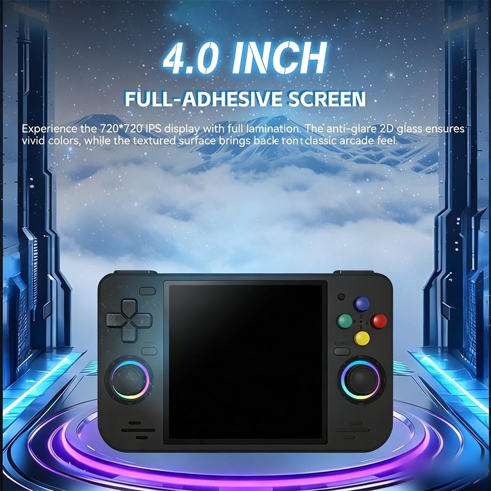 Retro H&held - Consola de juegos RF40H, pantalla IPS de 4 pulgadas 720P, más de 18000 juegos integrados, batería de 4000 mAh, sistema de código abierto portátil, con WiFi (blanco)