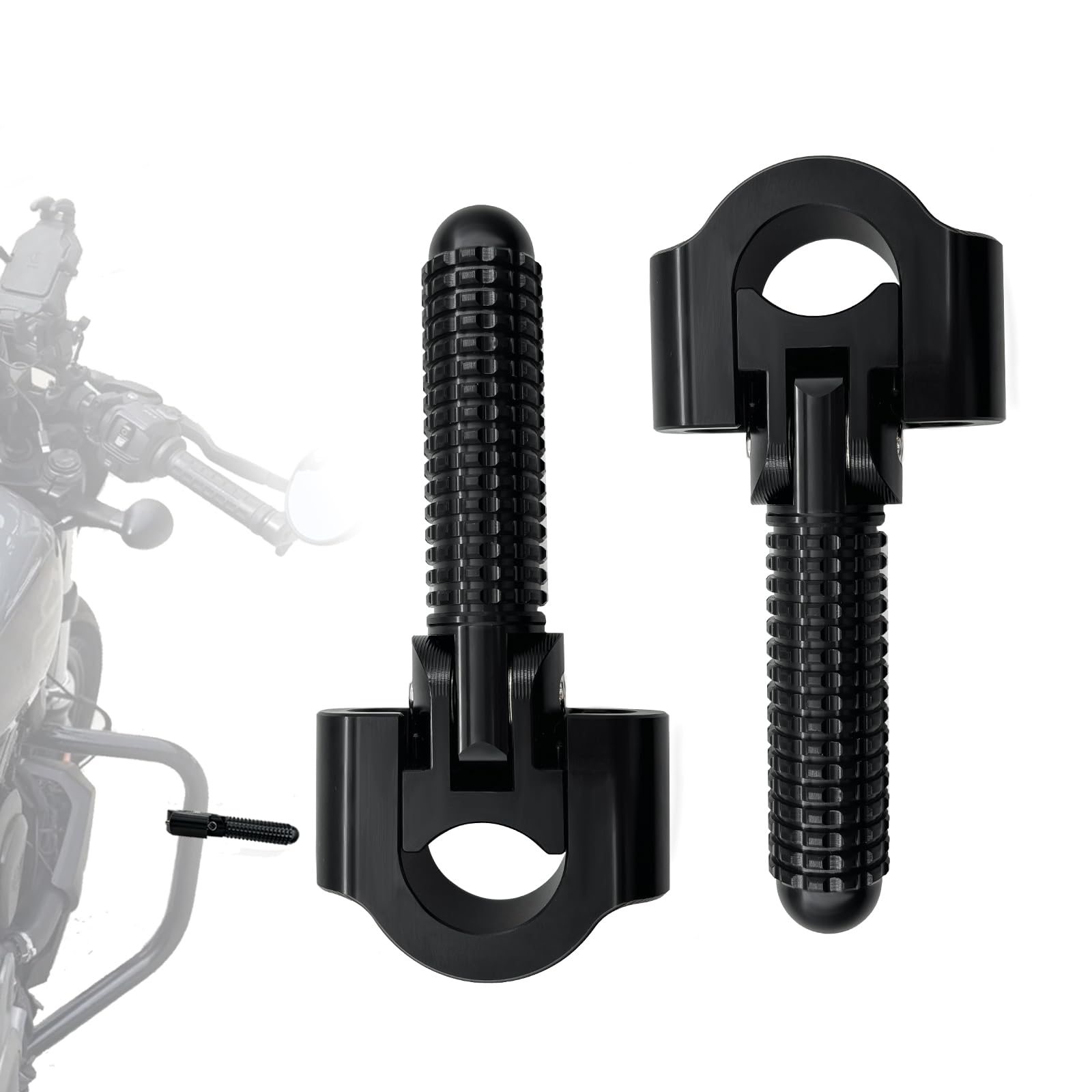 Universal Motorrad Highway Pegs Fußrasten Sturzstange Fußstütze Beifahrerpedal CNC Aluminium Kompatibel mit Dyna Grom Ninja 400 CRF300L TW200 Iron 883, faltbare Fußrasten 22 mm - 32 mm 7/8-1,25 Zoll