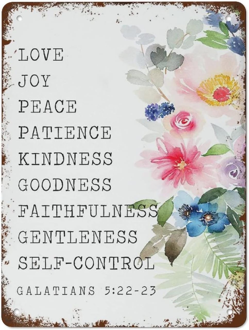 rayprint Fruit of The Spirit Metal Tin Sign ible Verse Wall Art Woman Scripture Vintage Aluminum Signs Baptism Retro Wall Decor Funny Decoration for Farm Office Pubs Club 8x12inch
