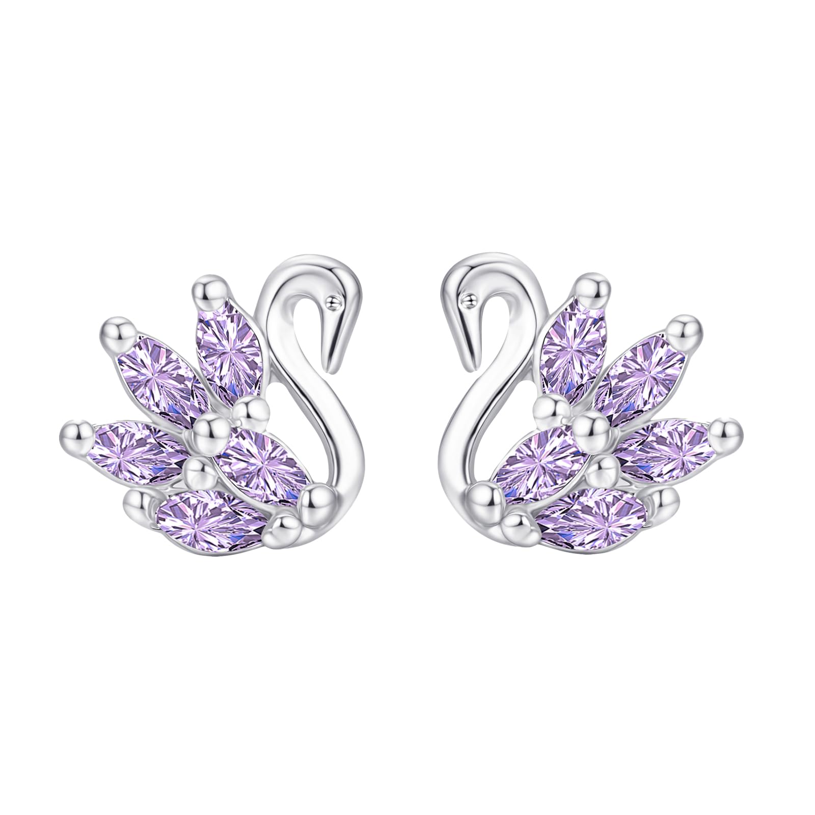 Josfeva Ohrstecker Silber 925 Mädchen, Kleine Kinder Ohrringe Mädchen, Klee/Herz/Blüten/Paw/Schwan Ohrstecker, Schlafen Knorpel Ohrringe Silber 925 Stecker, Kinderohrringe Geschenke mit Geschenkbox