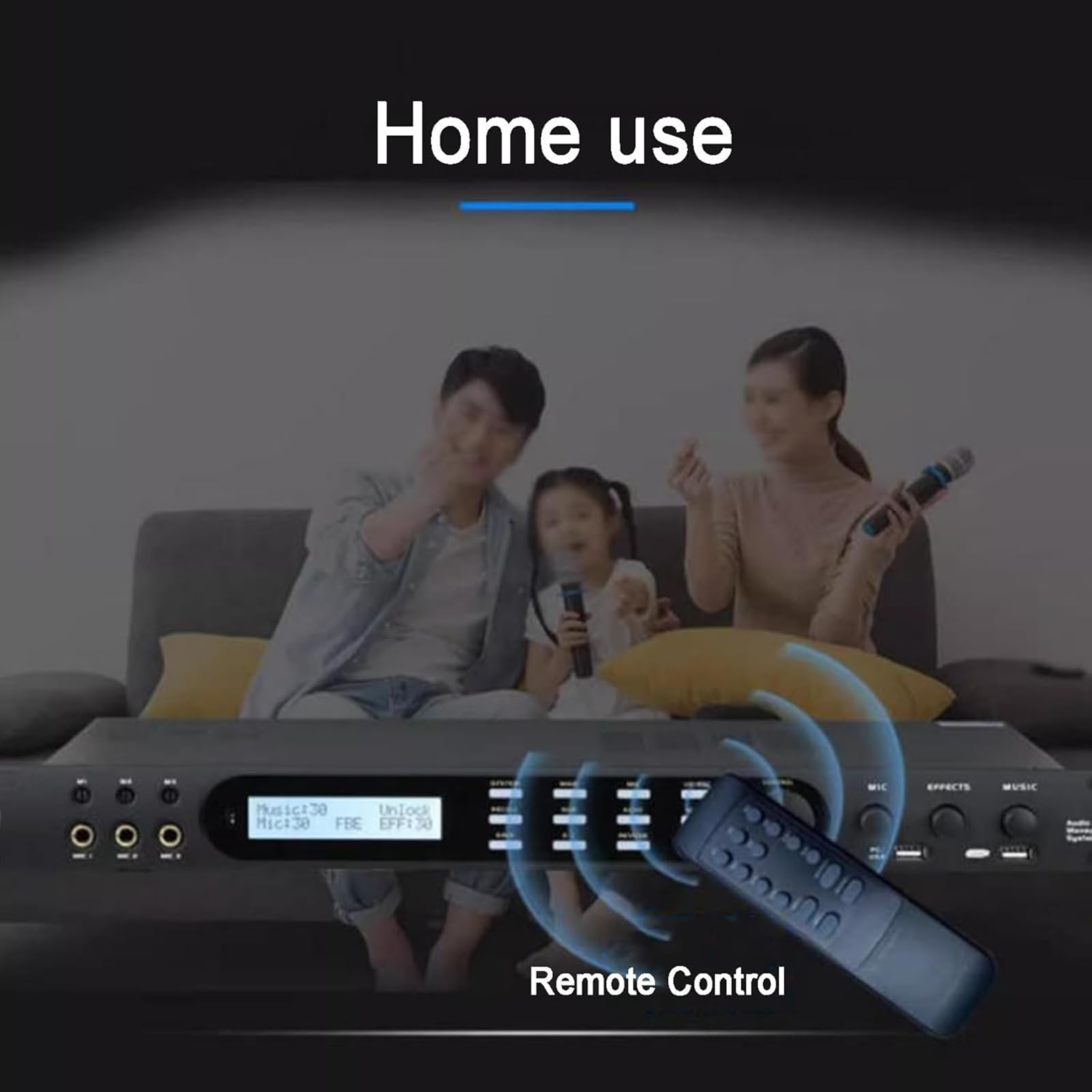Procesador de audio digital, supresor de retroalimentación con control remoto, 4 entradas de micrófono, 16 efectos preestablecidos, conexión USB para KTV y uso en escenario