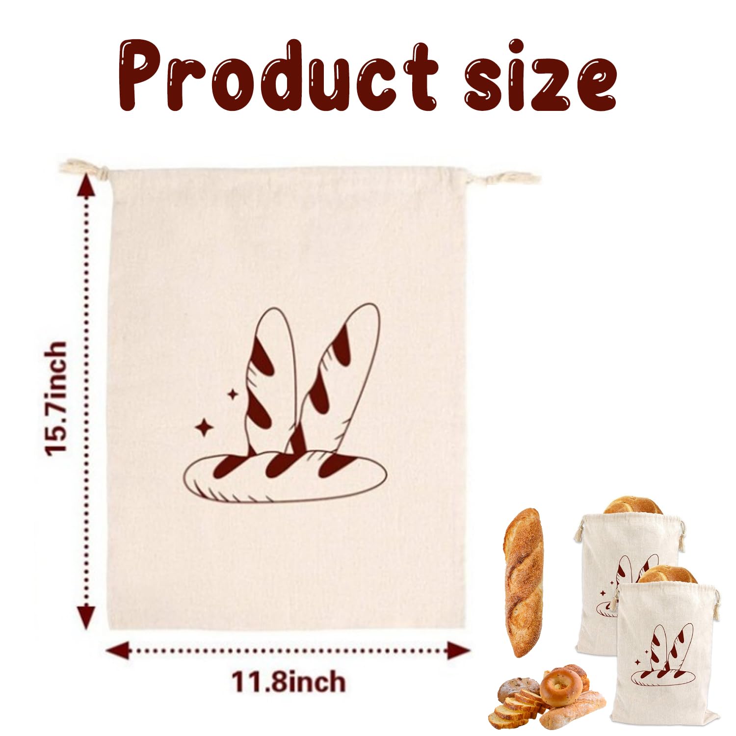 Reusable Bread Bags 2 Pack Eco-Friendly Loaf Bags for Homemade Bread Storage, 38x28 cm - Image 2