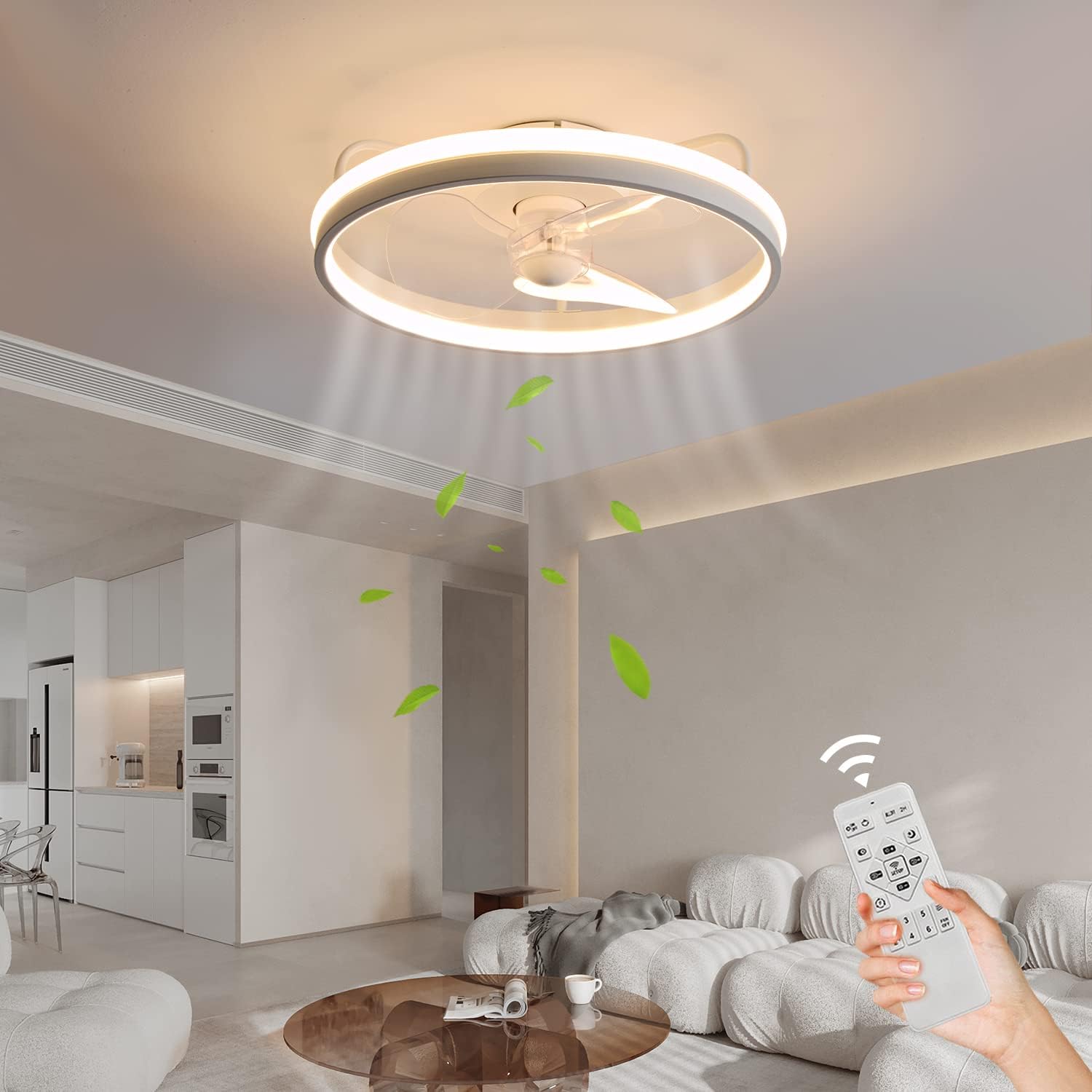 Deckenventilator Mit 16W LED-Beleuchtung In Buchen-Optik – 6 Flügel, 3 Geschwindigkeitsstufen, 220V
