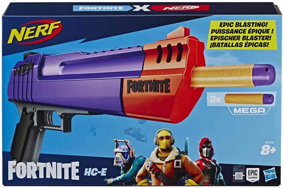 Nerf Fortnite HC-E Mega Dart Blaster – Includes 3 Official Nerf Mega Fortnite Darts – for Youth, Teens, Adults