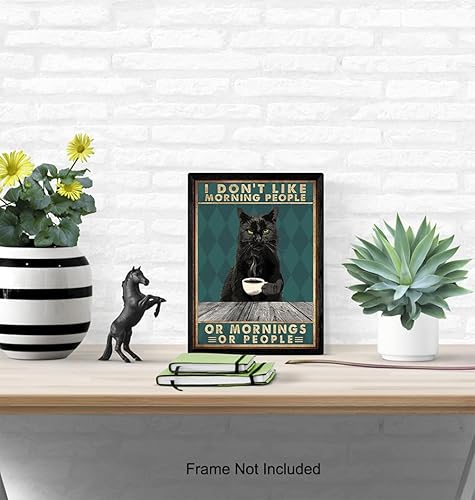 Miniatura 5 de Kitchen Wall Decor - Cat Wall Art - Funny Quotes Wall Decor - Coffee Bar Decor - Cafe Wall Decor - Black cat Themed Gifts for Cat Lovers - Cute Cat