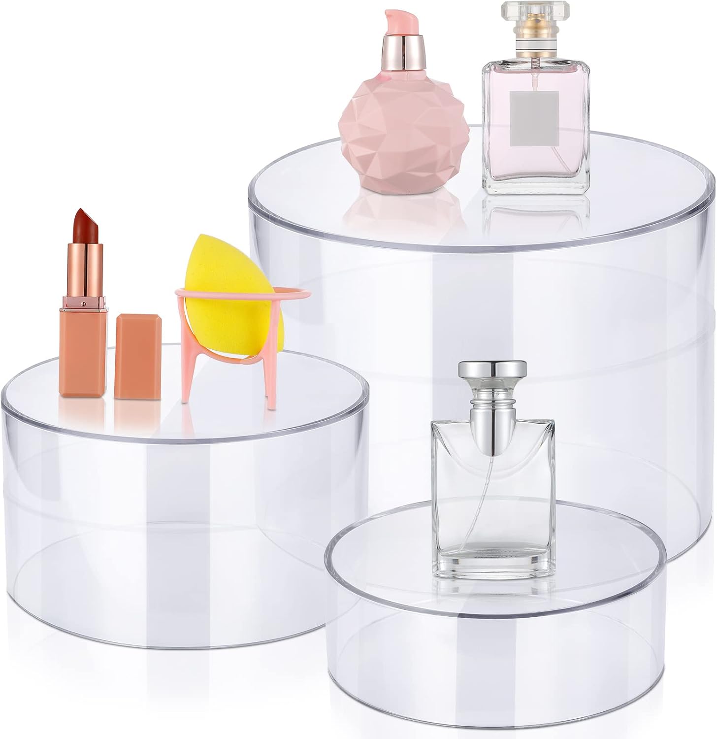 Weysat Acrylic Round Risers Display Shelf Cylinder Nesting