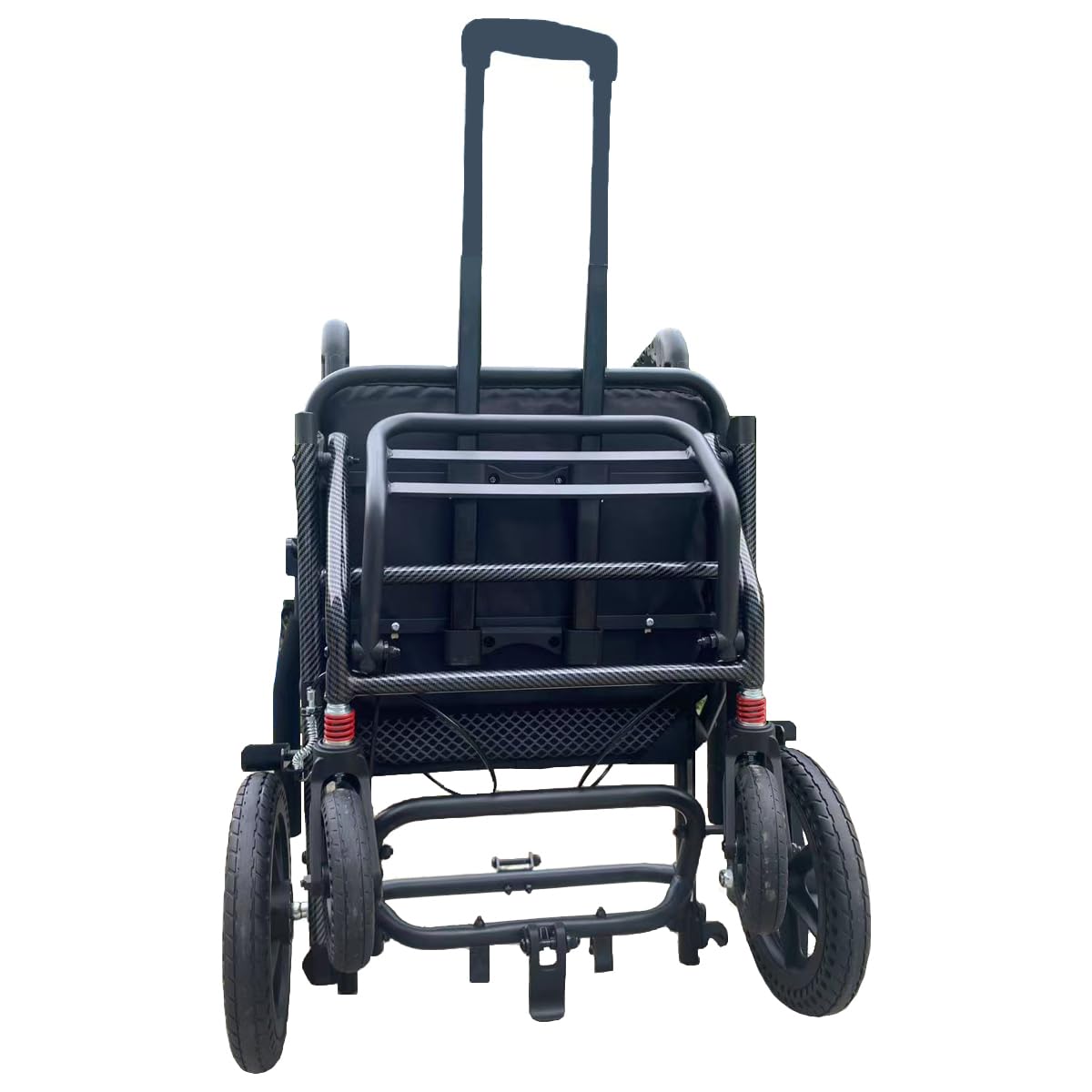 Sedia a rotelle per il trasporto con manico telescopico, 11 kg, pieghevole, per adulti e anziani, in lega di alluminio, pneumatici a nido d'ape ammortizzante, portata 110 kg, portata 46 cm