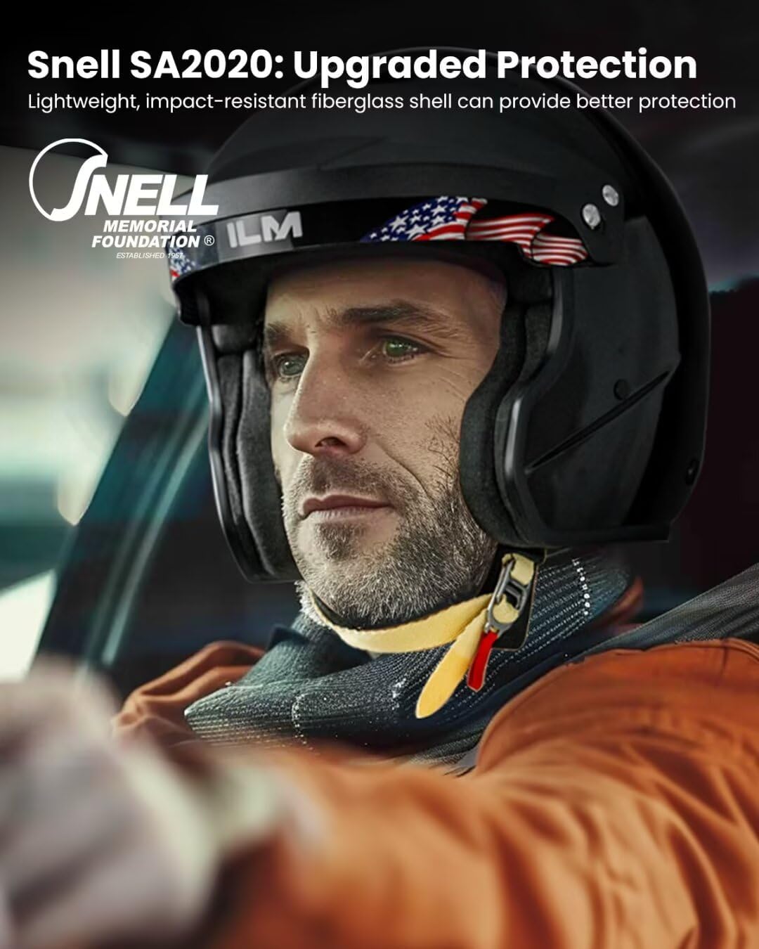 ILM Snell SA2020 Open Face Auto Racing Helmets for Men and Women Model R85 (M, MatteBlack)