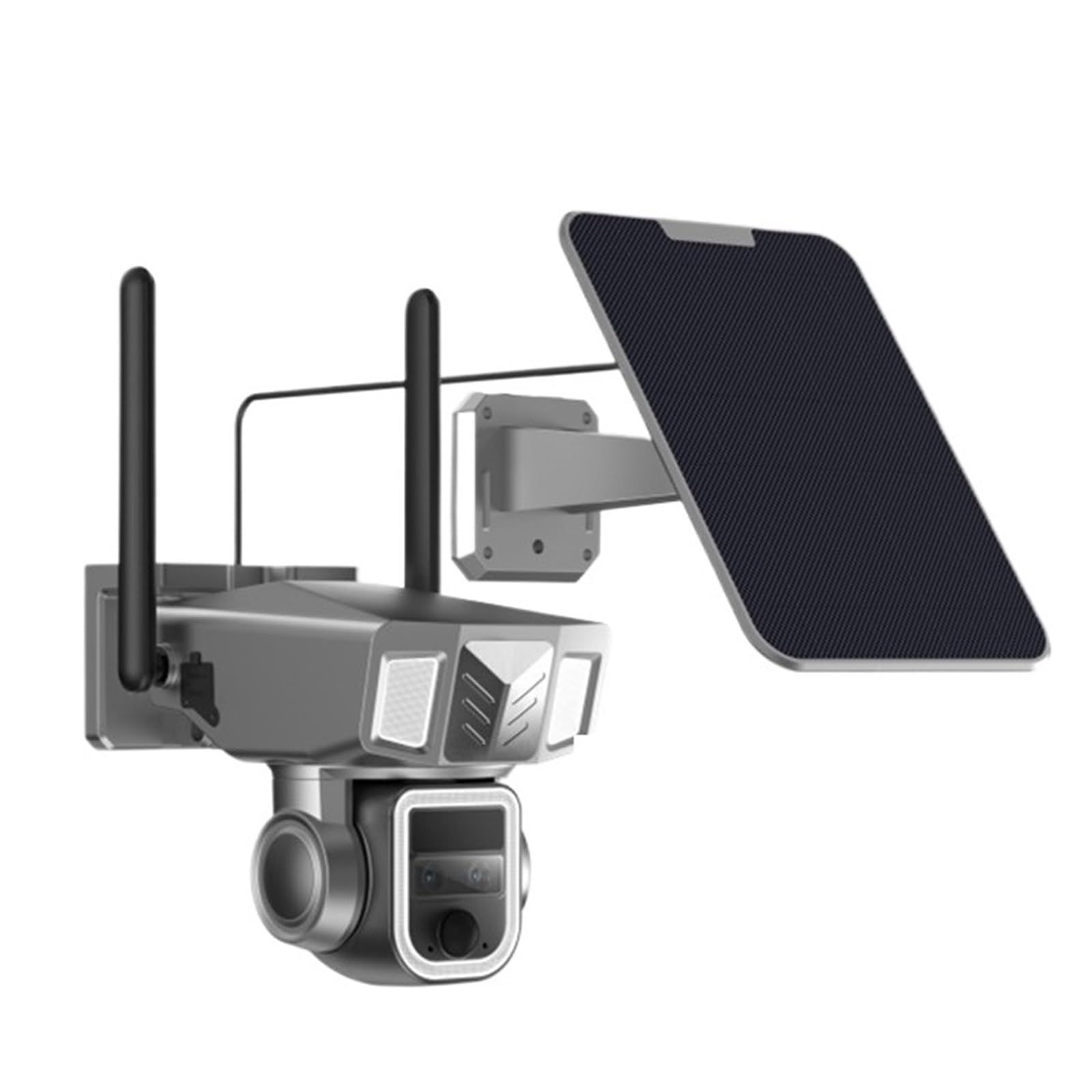 Cámara de Seguridad, Cámara Solar inalámbrica con Zoom 20X, 4MP, 4G, Tres Lentes, Panel, detección Humana, cámara de Seguridad PTZ, Impermeable(WiFi Add 64GB Card)